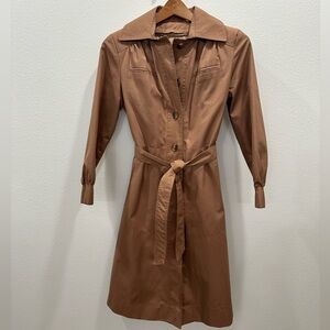 Vintage Nordstrom Brass Plum Trench Coat long jacket fully lined tan brown belt